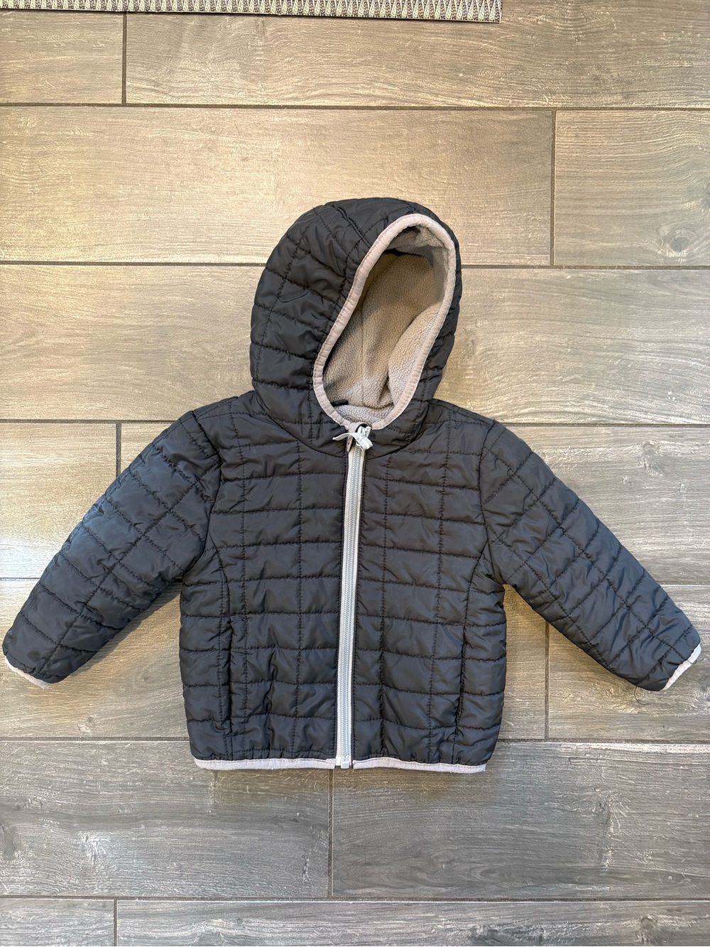 Cat & Jack Charcoal Gray Quilted Hooded Puffer Jacket